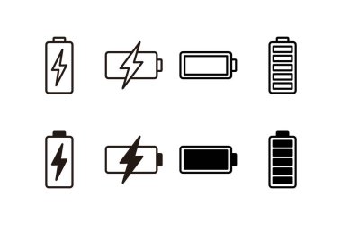 Batarya ikonu vektörü beyaz arkaplanda izole edildi. Batarya vektör simgesi. Şarj seviyesi. pil yükleme simgesi
