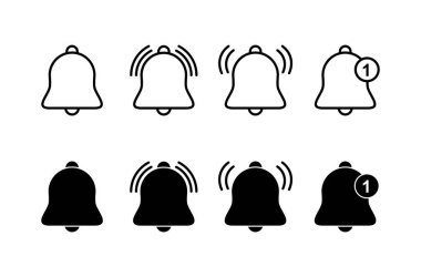 Bell Simgesi vektörü beyaz arkaplanda izole edildi. Bildirim sembolü. Çan vektör simgesi