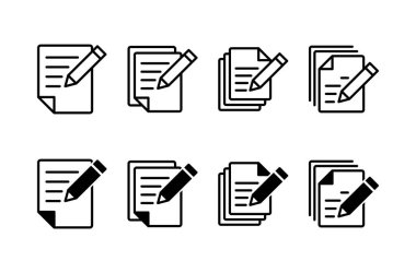 Not simgesi vektörü beyaz arkaplanda izole edildi. Simge vektörü alınıyor. Satır simgesini düzenle. Belge yazımı. İçerik yazımı