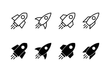 Roket ikon vektörü beyaz arkaplanda izole edildi. Kavram Simgesini Başlat. Başlangıç simgesi