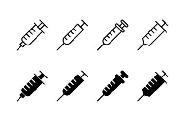 Şırınga ikonu vektörü beyaz arkaplanda izole edildi. enjeksiyon simgesi