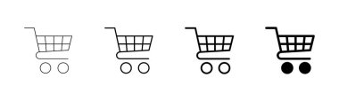 Alışveriş simgesi vektörü beyaz arkaplanda izole edildi. Alışveriş arabası ikonu. Basket ikonu. Trolley