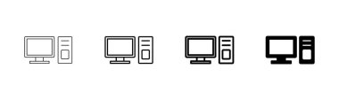 Beyaz arkaplanda bilgisayar simgesi vektörü izole edildi. PC Simge vektörü. Bilgisayar monitörü simgesi. Düz PC sembolü