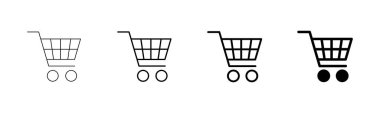 Alışveriş simgesi vektörü beyaz arkaplanda izole edildi. Alışveriş arabası ikonu. Basket ikonu. Trolley