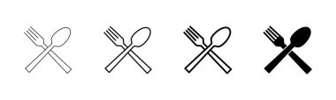 Çatal, kaşık ve bıçak beyaz arka planda izole edilmiş. Restoran ikonu. Yemek ikonu. Yiyin. Çatal bıçak simgesi. 