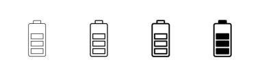 Batarya ikonu vektörü beyaz arkaplanda izole edildi. Batarya vektör simgesi. Şarj seviyesi. pil yükleme simgesi