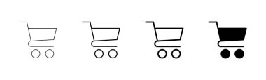 Alışveriş simgesi vektörü beyaz arkaplanda izole edildi. Alışveriş arabası ikonu. Basket ikonu. Trolley