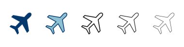 Beyaz arkaplanda izole edilmiş düzlem simgesi vektörü. Uçak vektör simgesi. Uçuş taşıma sembolü. Seyahat elementi çizimi. Tatil sembolü. Uçak.