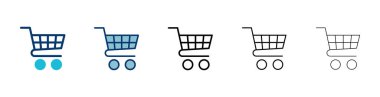 Alışveriş simgesi vektörü beyaz arkaplanda izole edildi. Alışveriş arabası ikonu. Basket ikonu. Trolley