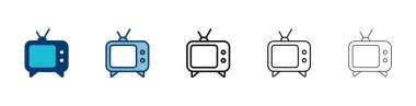 Beyaz arkaplanda izole edilmiş televizyon simgesi vektörü. Televizyon simgesi