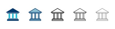 Banka simgesi vektörü beyaz arkaplanda izole edildi. Banka vektör simgesi, müze, üniversite