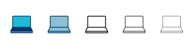 Dizüstü bilgisayar simgesi vektörü beyaz arkaplanda izole edildi. Laptop vektör simgesi