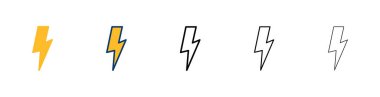 Şimşek simgesi vektörü beyaz arkaplanda izole edildi. Kilit simgesi vektörü. Enerji ve gök gürültüsü elektrik simgesi