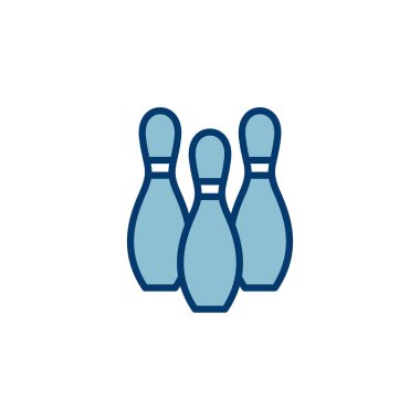 Bowling oyunu Pin Icon vektörü beyaz arkaplanda izole edildi. Bowling ikonu, top ve iğne