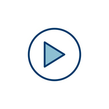 Beyaz arkaplanda izole edilmiş simge vektörünü çal. Düğme vektör simgesini oynat. Video simgesi vektörü