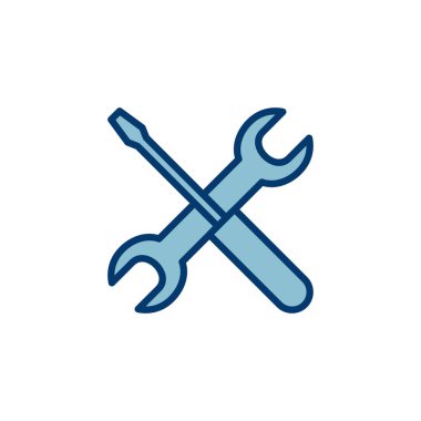 Beyaz arkaplanda izole edilmiş ikon vektörünü onar. İngiliz anahtarı ve tornavida simgesi. Ayarlar vektör simgesi. Bakım. araçlar