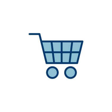 Alışveriş simgesi vektörü beyaz arkaplanda izole edildi. Alışveriş arabası ikonu. Basket ikonu. Trolley