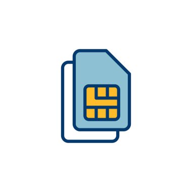 Beyaz arkaplanda Sim kart simgesi vektörü izole edildi. Mobil yuva simgesi. Cep telefonu sim kart çipi.