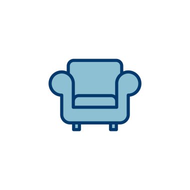 Beyaz arkaplanda izole edilmiş kanepe simgesi vektörü. Kanepe resmi. mobilya