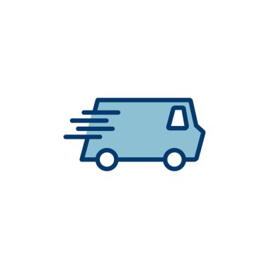 Dağıtım Simgesi vektörü beyaz arkaplanda izole edildi. Hızlı Teslimat Simgesi. Hızlı nakliye kamyonu. Kamyon simgesi teslimatı