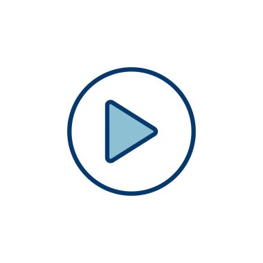 Beyaz arkaplanda izole edilmiş simge vektörünü çal. Düğme vektör simgesini oynat. Video simgesi vektörü