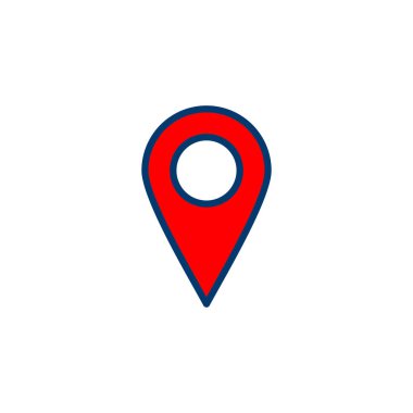 Pin simgesi vektörü beyaz arkaplanda izole edildi. Konum simgesi. Harita işaretleyici simgesi. Nokta. Yer bulucu. Adres