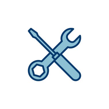 Beyaz arkaplanda izole edilmiş ikon vektörünü onar. İngiliz anahtarı ve tornavida simgesi. Ayarlar vektör simgesi. Bakım. araçlar