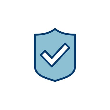 Beyaz arkaplanda izole edilmiş kalkan işaretleme simgesi vektörü. Koruma onayı işareti. Güvenli simge vektörü