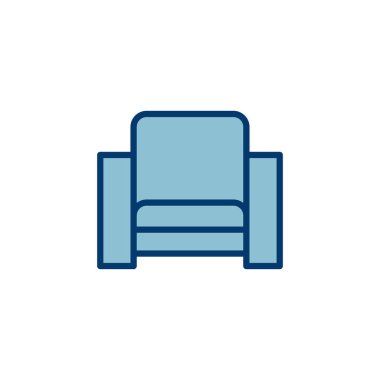 Beyaz arkaplanda izole edilmiş kanepe simgesi vektörü. Kanepe resmi. mobilya