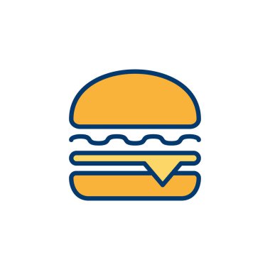 Hamburger ikonu vektörü beyaz arkaplanda izole edildi. Hamburger ve hamburger ikonu. Fast food vektör simgesi