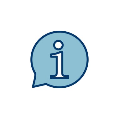 Bilgi simgesi vektörü beyaz arkaplanda izole edildi. Bilgi işareti var. Bizim hakkımızda