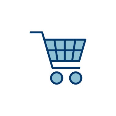 Alışveriş simgesi vektörü beyaz arkaplanda izole edildi. Alışveriş arabası ikonu. Basket ikonu. Trolley