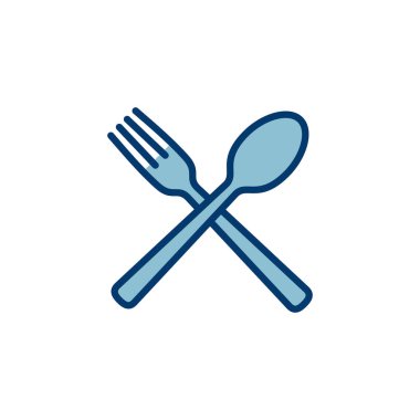 Çatal, kaşık ve bıçak beyaz arka planda izole edilmiş. Restoran ikonu. Yemek ikonu. Yiyin. Çatal bıçak simgesi. 