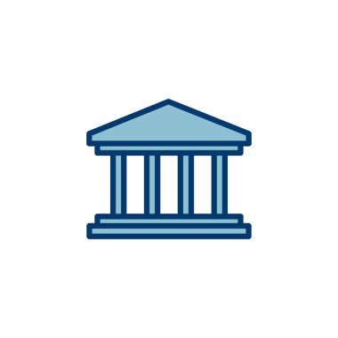 Banka simgesi vektörü beyaz arkaplanda izole edildi. Banka vektör simgesi, müze, üniversite