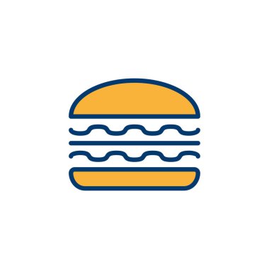 Hamburger ikonu vektörü beyaz arkaplanda izole edildi. Hamburger ve hamburger ikonu. Fast food vektör simgesi