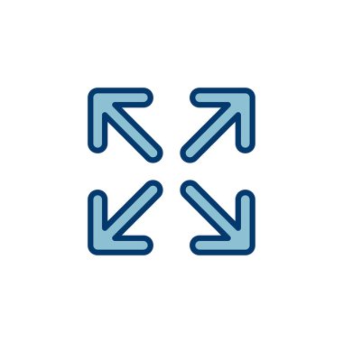 Beyaz arkaplanda tam ekran simge vektörü izole edildi. Tam ekran simgesine genişlet. Tam ekran işaret simgesi. Oklar sembolü