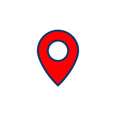 Pin simgesi vektörü beyaz arkaplanda izole edildi. Konum simgesi. Harita işaretleyici simgesi. Nokta. Yer bulucu. Adres