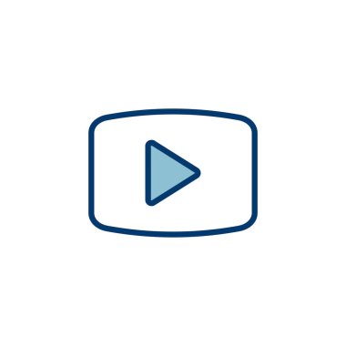 Beyaz arkaplanda izole edilmiş simge vektörünü çal. Düğme vektör simgesini oynat. Video simgesi vektörü