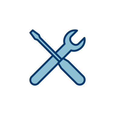 Beyaz arkaplanda izole edilmiş ikon vektörünü onar. İngiliz anahtarı ve tornavida simgesi. Ayarlar vektör simgesi. Bakım. araçlar