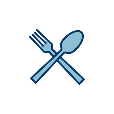 Çatal, kaşık ve bıçak beyaz arka planda izole edilmiş. Restoran ikonu. Yemek ikonu. Yiyin. Çatal bıçak simgesi. 