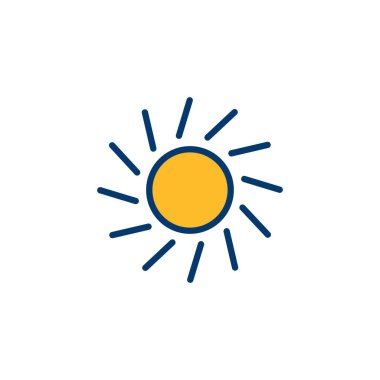 Beyaz arkaplanda izole edilmiş güneş simgesi vektörü. Güneş vektörü simgesi