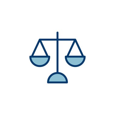 Beyaz arkaplanda izole edilmiş simge vektörünü ölçeklendirir. Kanun ölçekli ikon. Adalet işareti 