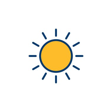 Beyaz arkaplanda izole edilmiş güneş simgesi vektörü. Güneş vektörü simgesi