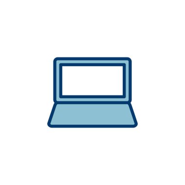 Dizüstü bilgisayar simgesi vektörü beyaz arkaplanda izole edildi. Laptop vektör simgesi
