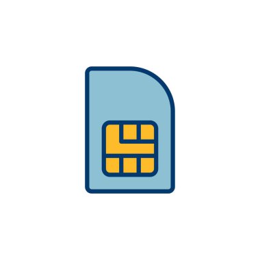 Beyaz arkaplanda Sim kart simgesi vektörü izole edildi. Mobil yuva simgesi. Cep telefonu sim kart çipi.