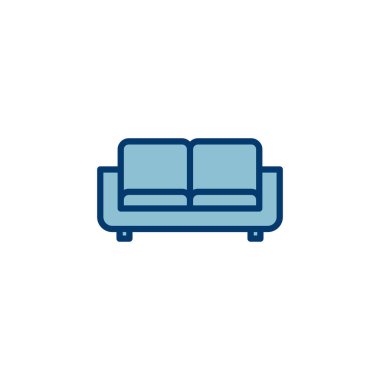 Beyaz arkaplanda izole edilmiş kanepe simgesi vektörü. Kanepe resmi. mobilya