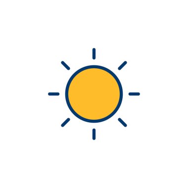 Beyaz arkaplanda izole edilmiş güneş simgesi vektörü. Güneş vektörü simgesi