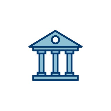 Banka simgesi vektörü beyaz arkaplanda izole edildi. Banka vektör simgesi, müze, üniversite