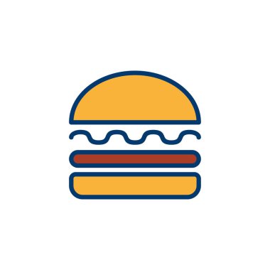 Hamburger ikonu vektörü beyaz arkaplanda izole edildi. Hamburger ve hamburger ikonu. Fast food vektör simgesi
