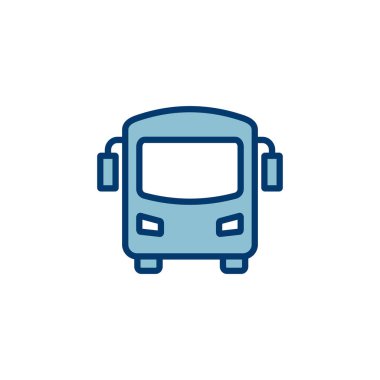 Otobüs simgesi vektörü beyaz arkaplanda izole edildi. Siyah yol vektör simgesi